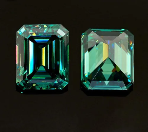 Vista 4 de Love Band Moissanita suelta de 4 quilates, color verde, diamante de moissanita, claridad VVS1, piedra preciosa brillante de corte esmeralda