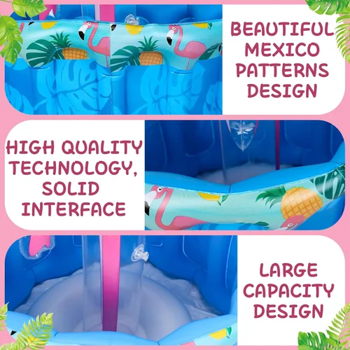 Vista 3 de Chuangdi 2 unidades de 50 pulgadas enfriador inflable de flamenco de verano decoración de fiesta de flamenco inflable enfriador de bebidas rosa