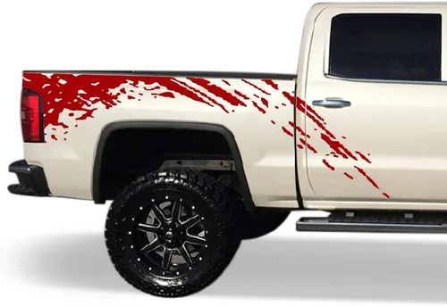 Vista 6 de Adhesivo adhesivo gráfico para cama Splash Mud Kit compatible con GMC Sierra 2014-Presente (negro)