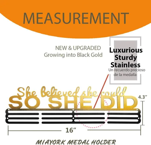Vista 2 de Medal Hanger Display Upgrade-Medal Holder Wall Mount Easy to Install Race Runner for Your Medals