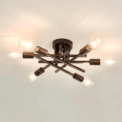 Vista 14 de ASGYISA Lámpara de Techo Semiempotrada de 8 Luces, Candelabro Sputnik de Metal Vintage Moderno Negro, Lámpara de Techo para Dormitorio Cocina