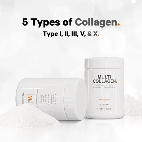 Vista 4 de Codeage Paquete de cápsulas de proteína de colágeno múltiple y probióticos para mujeres, píldoras de colágeno múltiple, tipos de colágeno I, II, II