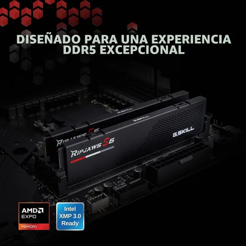 Vista 2 de G.SKILL Ripjaws S5 Series DDR5 RAM (Intel XMP 3.0 & AMD Expo) 64GB (2x32GB) 6000MT/s CL36-36-36-96 1.35V Memoria de computadora de escritorio U-DIMM