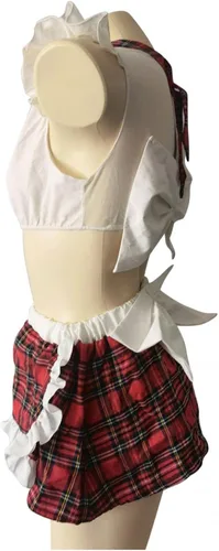 Vista 8 de Lencería sexy para mujer para juegos sexuales traviesos escuela niñas enfermera cosplay trajes de encaje transparente babydoll mini falda