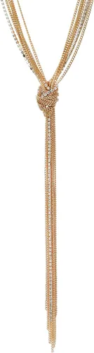 Vista 2 de COOLSTEELANDBEYOND Elegante collar Lariat colgante de borla con diamantes de imitación, cadenas largas de múltiples hebras en forma de Y