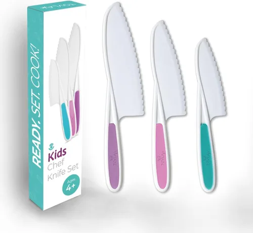 Vista 10 de Tovla Jr - Juego de cuchillos seguros para niños para cocina real, cuchillos de cocina para niños pequeños, herramientas de cocina Montessori STEM