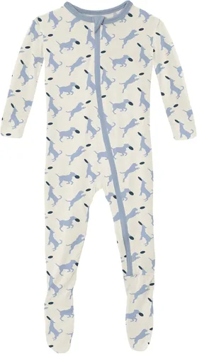 Vista 9 de KicKee Print Footies with Zipper, Super Soft One-Piece Jammies, Sleepwear for Babies and Kids Resumen Prismático Primavera
