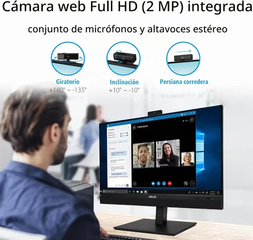 Vista 2 de ASUS Monitor de videoconferencia 1440P de 27 pulgadas (BE27ACSBK) - QHD (2560 x 1440), IPS, cámara web integrada de 2 MP, matriz de micrófono