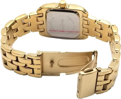Vista 5 de Peugeot - Reloj con forma de tanque para mujer con pulsera de eslabones de pantera, reloj de vestir con bisel de cristal y esfera de números romanos