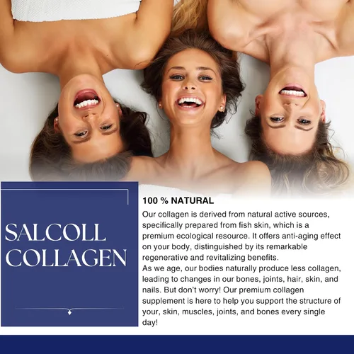 Vista 3 de Salcoll Pure Marine - Cápsulas de colágeno para la piel (120 unidades) – Suplemento antienvejecimiento para mujeres y hombres, aumenta el colágeno