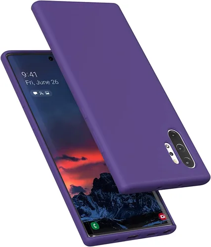 Vista 16 de Diseñada para Galaxy Note 10 Plus, goma de gel de silicona líquida a prueba de golpes, cojín de forro de tela de microfibra suave compatible