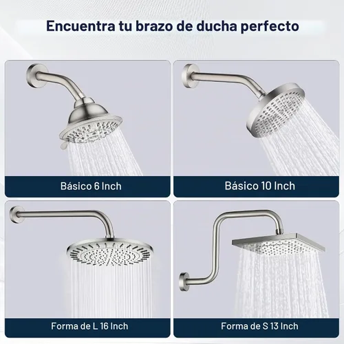 Vista 6 de BRIGHT SHOWERS Brazo de extensión de cabezal de ducha de 33 cm con brida en forma de "S" elevador de alto alcance, brazo largo de tubo de ducha