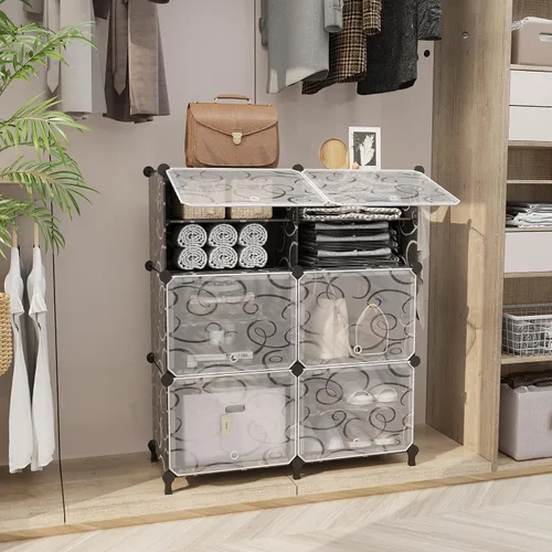 Vista 7 de AWTATOS Zapatero de 6 niveles con puerta, gabinete de almacenamiento de zapatos con 24 pares de estantes organizadores para armario, pasillo, Negro