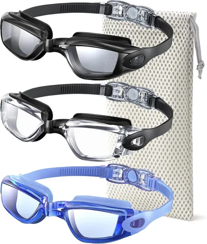 Vista 8 de NSSIW Swim Goggles,Anti-Fog Swimming Goggles, 3 Pack Goggles Swimming Adult Men Women Youth