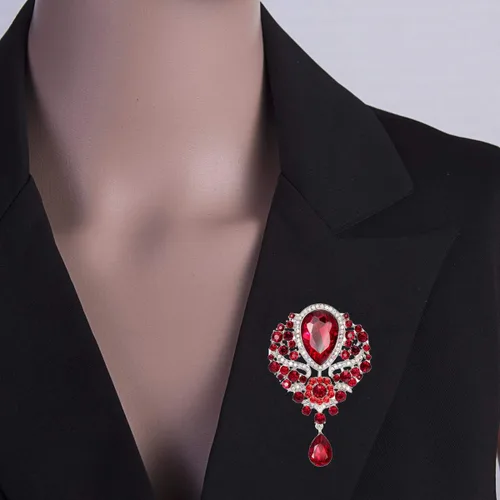 Vista 5 de Broche de diamantes de imitación de cristal grande para boda, accesorios para boda, para mujer