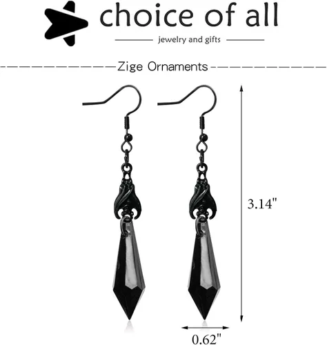 Vista 6 de Aretes de Halloween para mujer, aretes de aro de perlas de sangre de vampiro, aretes góticos de perlas de vampiro, aretes de borla de perlas de Negro