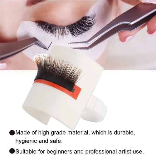 Vista 3 de Anillo de pegamento para extensiones de pestañas con soporte de pestañas en forma de U, taza de pegamento desechable para extensiones, paleta