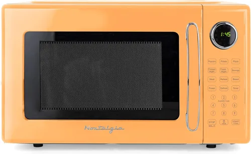 Vista 36 de Nostalgia Retro - Horno de microondas para encimera - Incluye 12 ajustes preprogramados y reloj digital - 0.9 pies cúbicos - 800 vatios - Amarillo