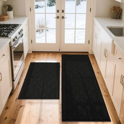 Vista 39 de COSY HOMEER Tapete de cocina antideslizantes, absorbentes para el piso, alfombra de cocina lavable, tapete de pie para fregadero, alfombra de Beige