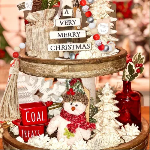 Vista 5 de Guirnalda de cuentas de madera Decro de Navidad, 1 paquete de 40 pulgadas, guirnaldas de madera con cuentas Boha de granja para mesa de centro
