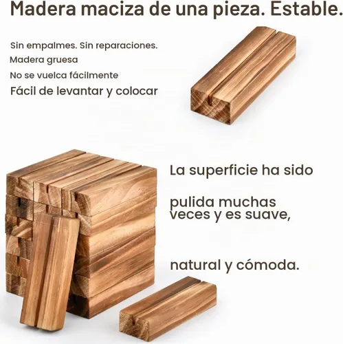 Vista 3 de FOCCTS 20 soportes de madera para tarjetas de lugar, soportes de números de mesa de madera, soporte de letrero acrílico de madera, decoración