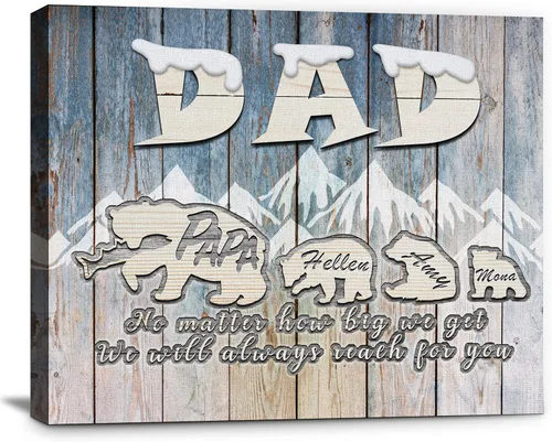 Vista 19 de Eternalart Regalos únicos para papá, abuelo, esposo de hija, hijo, esposa, impresiones en lienzo personalizadas con nombres de niños para padre