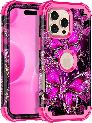 Vista 115 de Miqala Funda para iPhone 12, iPhone 12 Pro, que brilla en la oscuridad, tres capas, resistente a los golpes, protección de plástico duro + funda
