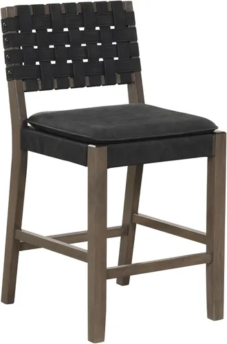 Vista 8 de Nathan James Cohen Taburete de bar de cuero moderno de mediados de siglo, silla de altura de mostrador en marco de madera maciza con reposapiés