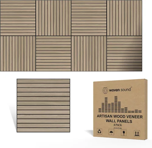 Vista 12 de WoveN SounD Paneles de pared acústicos, teca, paquete de 8, 23.6 x 23.6 pulgadas