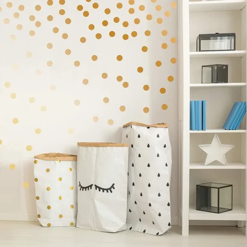 Vista 3 de Paper Riot Co. Juego de calcomanías de pared de vinilo dorado mate metálico de 2 pulgadas, 240