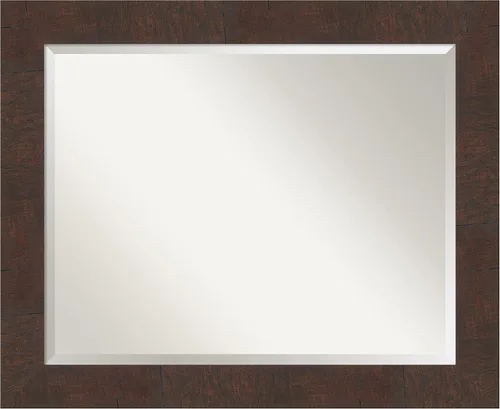 Vista 117 de Amanti Art Espejo de baño marrón para sobre lavabo, espejo rectangular de 24x20 Caleb Brown para tocador, marco rústico pequeño de estilo campestre