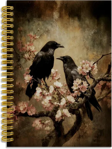 Vista 11 de Dark Witchy Moon Stars Notebook Journal, Celestial Astrology Witchy Gifts for Women Journal, Crescent Moon Face Starry Forest Spiral Notebook