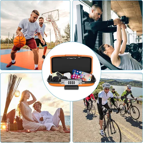 Vista 8 de AMIR Caja de seguridad portátil con combinación de 4 dígitos con cerradura de seguridad, impermeable, antirrobo, pequeña caja de seguridad