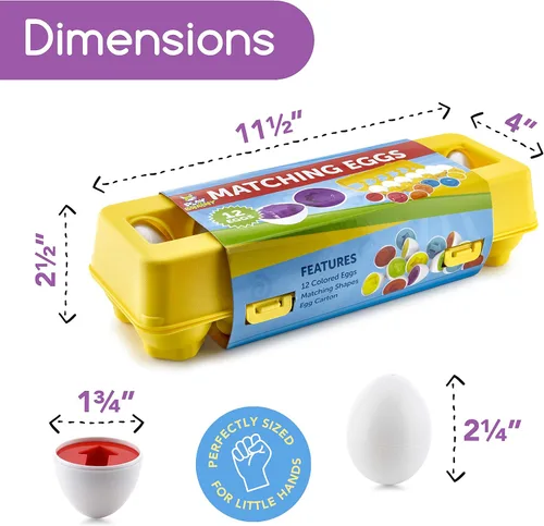 Vista 3 de Play Brainy Huevos a juego de forma y color - Juguete de huevo de Pascua - Juguete educativo Montessori STEM para niños pequeños y preescolares