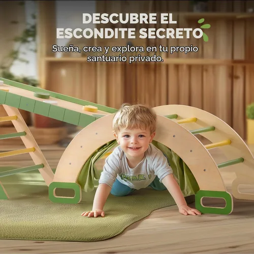 Vista 7 de ROBOTIME Juguetes de escalada 5 en 1 para niños pequeños, juego de escalada Pikler de 3 piezas para niños pequeños, juego de triángulo