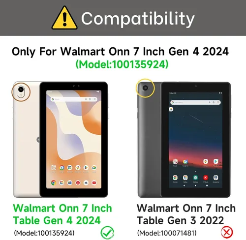 Vista 2 de Funda para tablet Walmart Onn de 7 pulgadas Gen 4 2024 Modelo: 100135924, peso ligero, a prueba de golpes, duradero, con soporte de mango Negro