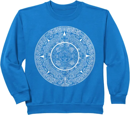 Vista 5 de Aztec Calendar Maya Sun Stone Carving Mexican Art Sudadera Mayans, Negro, S
