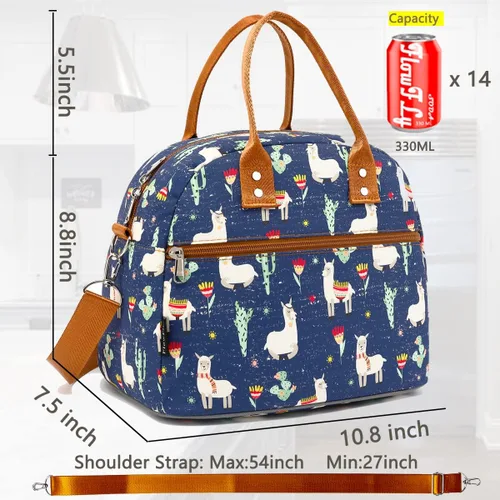 Vista 3 de FlowFly Fiambrera térmica con correa de hombro y asas para mujer, hombre y niños, amplia y reutilizable, congelable, bolso organizador de alimentos