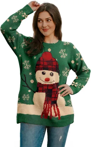 Vista 21 de YESNO Suéter de Navidad para mujer, estampado gráfico, suéteres de gran tamaño, casuales, sueltos, de punto, S01 Floral 064