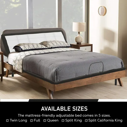Vista 8 de Greaton Base de cama ajustable de 15 pulgadas con telas decorativas, inclinación de la cabeza con control remoto con cable, barra protectora