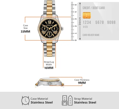 Vista 5 de Michael Kors Lexington Lux - Reloj multifunción de acero inoxidable de dos tonos para mujer