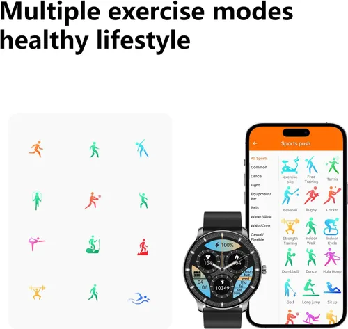 Vista 7 de Reloj inteligente para hombre de 1.43 pulgadas, pantalla AMOLED, funciona con Android/iPhone, resistente al agua IP68, batería de larga duración