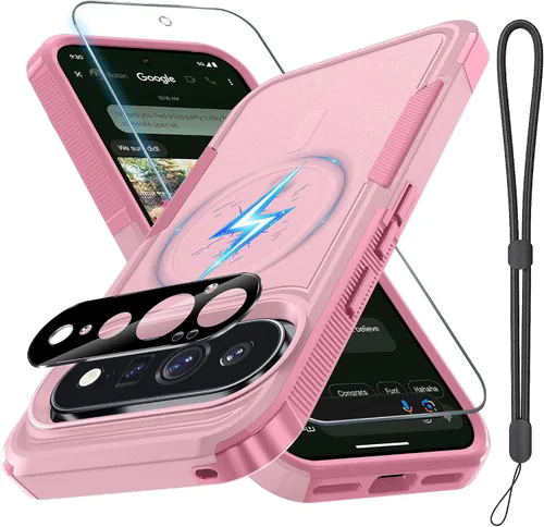 Vista 27 de Funda para Google Pixel 9A, de cuerpo completo, resistente, a prueba de golpes, con correa de cordón, protector de pantalla de vidrio templado