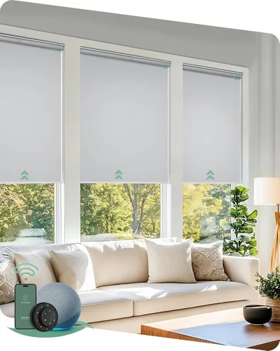 Vista 8 de Yoolax Persianas motorizadas con control remoto, persianas inteligentes opacas para ventanas, persianas enrollables motorizadas, persianas