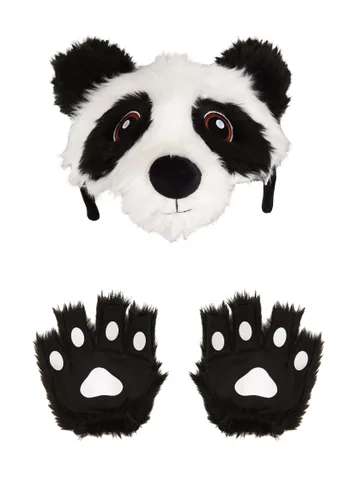 Vista 5 de Kit de disfraz con diadema peluda de panda y guantes Multicolor
