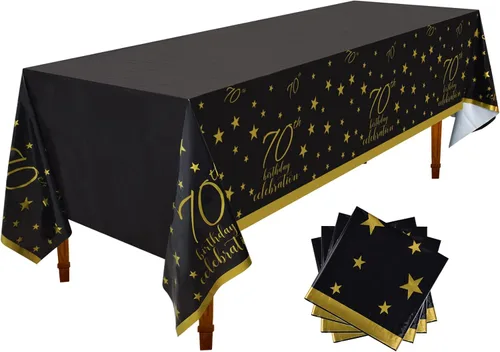 Vista 10 de Gatherfun Mantel Desechable para Cumpleaños de 30 Años Paquete de 4 Dorado y Negro Impermeable Cubierta de Mesa de Plástico para Hombres Mujeres 30