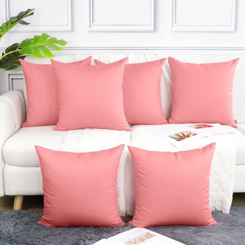 Vista 30 de Coddsmz Paquete de 6 fundas de almohada decorativas 100% algodón, fundas de cojín cuadradas de Navidad sólidas para el hogar, cama, sofá, día