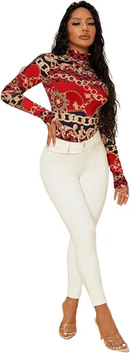 Vista 4 de SweatyRocks Enterizo básico de manga larga con cuello alto sólido para mujer