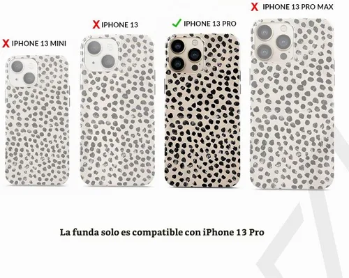 Vista 2 de BURGA - Funda p/teléfono compatible con iPhone 13 Pro, carcasa rígida híbrida de 2 capas + Funda protectora de silicona, almendras latte a lunares