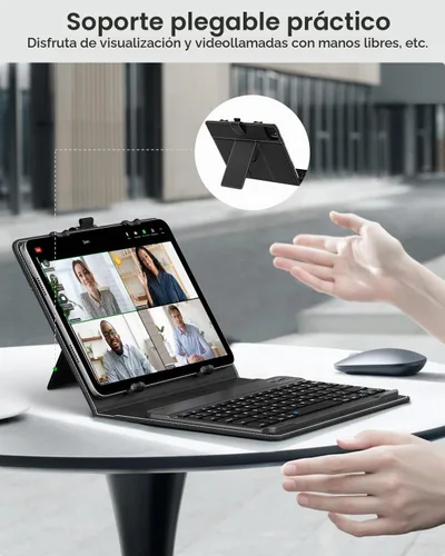 Vista 2 de MoKo Funda universal para tablet con teclado QWERTY para tablet de 9", 9.7", 10.1", 10.2", 10.4", 10.5", 10.9", con teclado Bluetooth inalámbrico